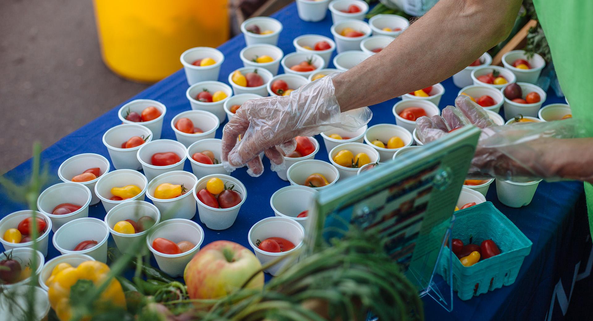 Sunday Parkways snacks being placed on table.